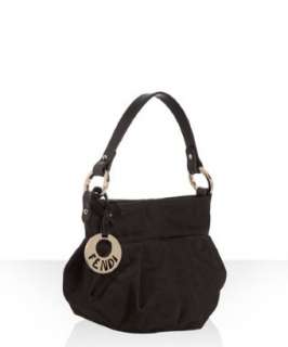 Fendi black zucca canvas mini shoulder bag  