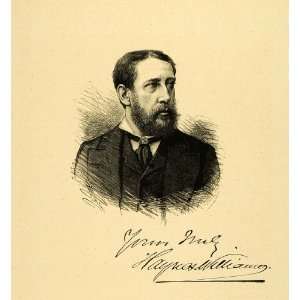 1887 Wood Engraving Haynes Williams Portrait Artist Suit Signature 