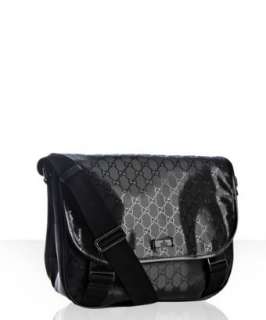 Gucci black GG imprime messenger bag   