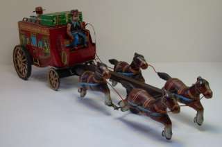 ALPS Wells Fargo Stagecoach Horse Tin Litho Battery Toy  