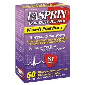  Fasprin Low Dose Aspirin Tablets, Womens Heart Health, 60 