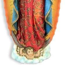 Our Lady Of Guadalupe Painted Statue Figure W/Angels NR  