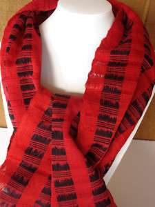 Fair Trade Neck Scarf woven backstrap loom red / black  