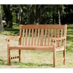  Outdoor Bench with Slat Seat in Light Brown Finish: Patio 