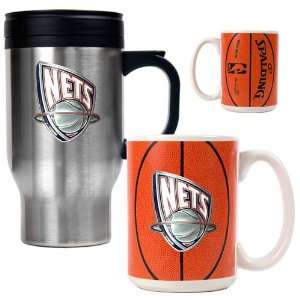  New Jersey Nets NBA Stainless Steel Travel Mug & Gameball 