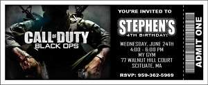 Set of 10 Call of Duty Personalized Ticket Invitations  