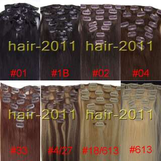   7pcs clips on Asian REAL Human hair Extensions &9colors in 3Length,New