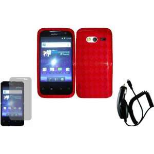  Red TPU Case Cover+LCD Screen Protector+Car Charger for 