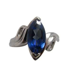   Ct. Marquise Cut Mystic Blue Topaz & Diamond Ring 10k Wg: Jewelry