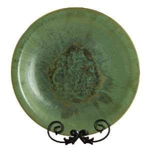   Large Turquoise Plate, Black Metal Stand Patio, Lawn & Garden