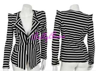Sexy Women Vintage Stripes Shrug Elegant Suit Casual Party Suit Jacket 
