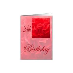  Happy 24th Birthday Dianthus Red Flower Card: Toys & Games