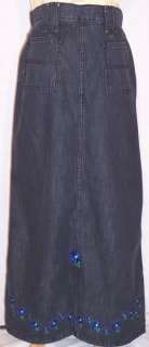 Black 36 LONG Stylish Modest Denim Jean Skirt Size 29  
