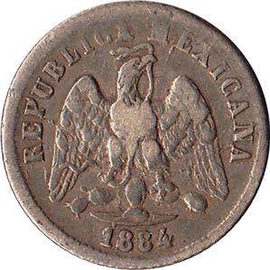 1884 (Ho M) Mexico 10 Centavos Silver Coin KM#403.6  