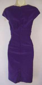   Purple Stretch Jersey Beaded Ruched Cocktail Party Dress 12 NEW  