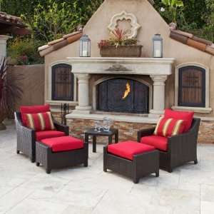  Cantina Club Chairs with Ottomans and Side Table Set Patio Furniture 