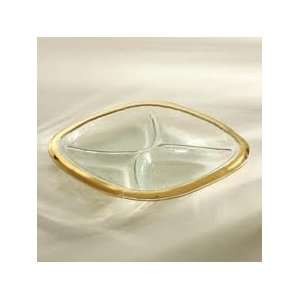  Annieglass square four section tidbit tray gold  10 1/2 
