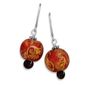  Painted Bamboo Bead Earrings with Lever Back Jewelry