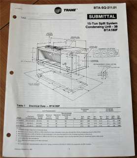 Trane BTA SQ 211.01 Submittal 15 Ton Split System Conde  