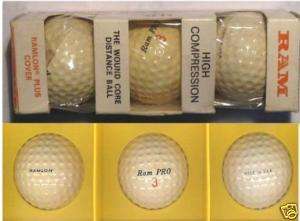 Sleeve 3 Golf Balls RAM PRO 1960 70s  