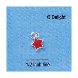   C1932+ tlf   Mini 2 D Red Star   Silver Plated Charm: Home & Kitchen