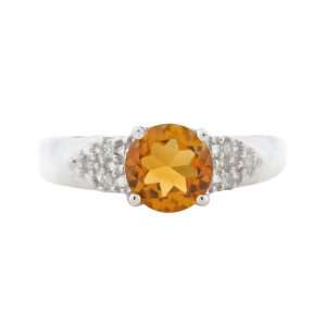   and Citrine Stone Ring In 14k White Gold Size 5.5 TriJewels Jewelry