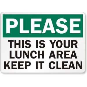   Area Keep It Clean Laminated Vinyl Sign, 10 x 7 Office Products