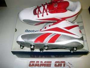 Reebok NFL Thorpe Mid D White Red Football Cleats NEW  