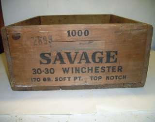 Vintage Winchester 30 30 Savage Arms Wood Ammo Box  