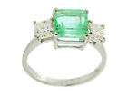 74ct Three Stone Colombian Emerald & Diamond Ring in 