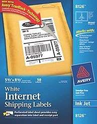 Avery 8126 White Internet Shipping Labels for InkJet 072782081263 