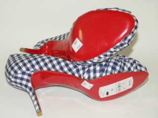 CHIRSTIAN LOUBOUTIN Greissimo Check Fabric Peep Toe Pump Shoe 38 NEW 