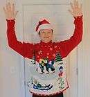 Ugly Christmas Sweater Skating Penguins Mens size M L Sz PRIZE WINNER 