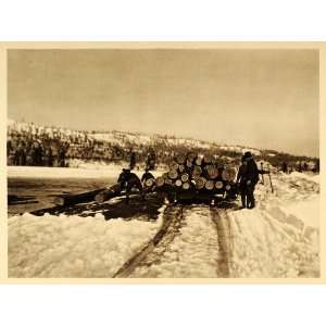 1926 Lumbering Winter Logs River New Brunswick Canada   Original 