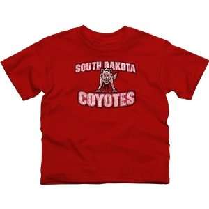  South Dakota Coyotes Youth Distressed Primary T Shirt   Vermillion 