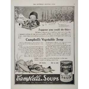  1919 Campbells Vegetable Soup Kid Winter Garden Ad 