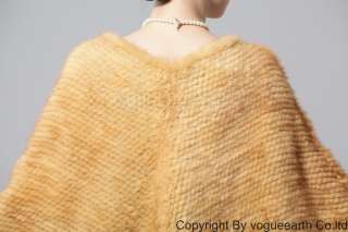 414 new real knitted mink fur brown/black shawl/cape  