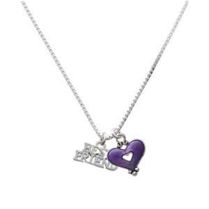   Best Friend and Translucent Purple Heart Charm Necklace Jewelry
