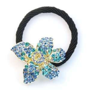  Cute Flower Fully jeweled Elastic Hair Band: Beauty