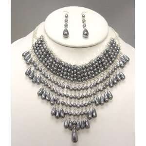  Gray Pearl Drape Fashion Necklace 