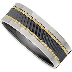   Gold Immerse Plating Black Ceramic Inlays Size 9: CleverEve: Jewelry