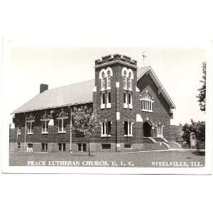 1950s Vintage Postcard   Peace Lutheran Church   Steelville Illinois