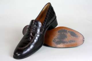 Ralph Lauren Brown Leather Croc Penny Loafer/Shoe 8 B  