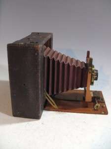   No 5 Cartridge 5 X 7 Wood Camera With Brass Lens & Red Bellows  