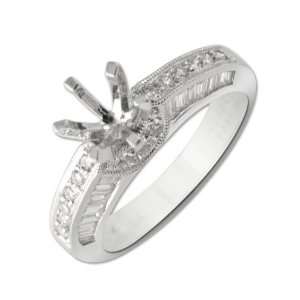   Clarity,GH Color) Six Prong Semi Mount Ring in 14K White Gold.size 5.0