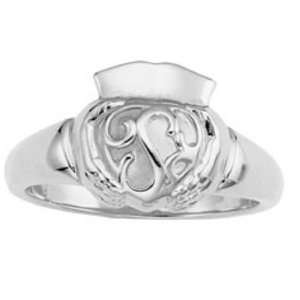  14K White Gold Gents Claddagh Ring Jewelry