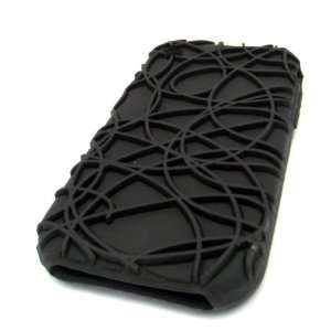 Apple iPhone 3 3G 3GS Black Embossed Lines Soft Silicone Design AT&T 