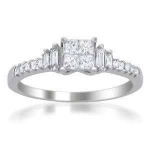   cut & Baguette Composite Diamond Ring (5/8 cttw, H I, I1 I2): Jewelry