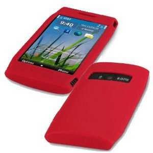   Red silicone skin case cover pouch holster for Nokia X7 Electronics