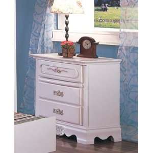  Nightstand with Floral Painted in Antique White Finish 